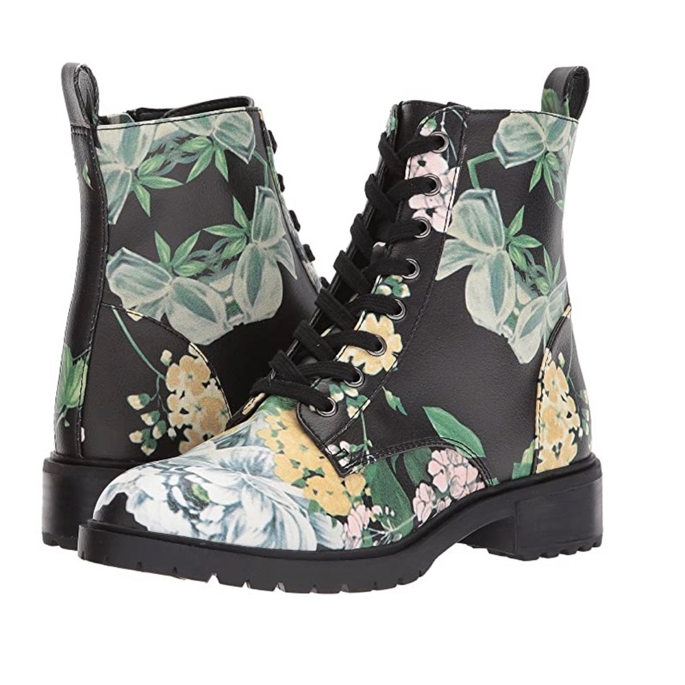 Steve Madden Floral Officers Combat Boots Size 6.5
